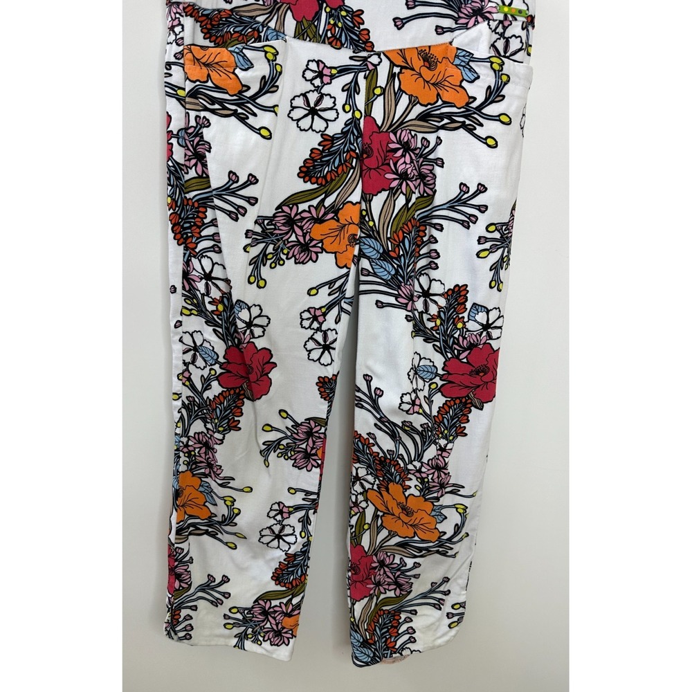 Swing Control Floral Print Golf Pants Size 0 Pockets Stretch Pull On White Multi - Picture 6 of 15